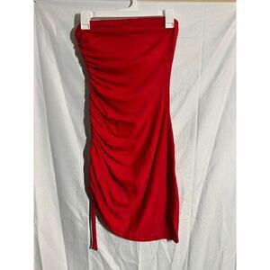 Susana Monaco Gathered Side Strapless Dress in Perfect Red Womens Size Small